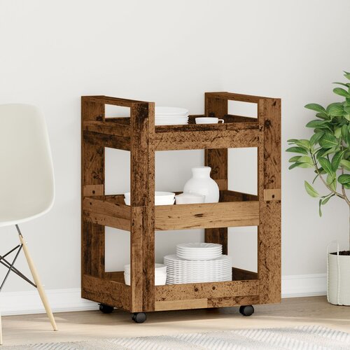 VidaXL Kolica za kuhinju Staro drvo 60x45x80 cm Uređeno drvo Slike