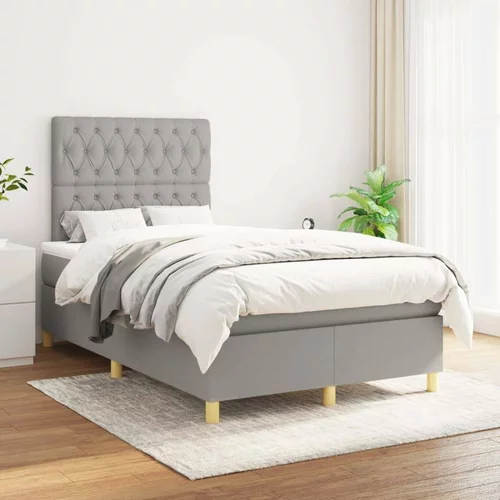 Box spring postelja z vzmetnico svetlo siva 120x200 cm blago, (20726410)