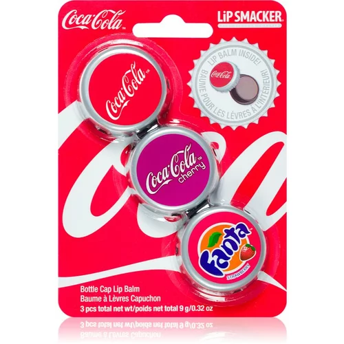 Lip Smacker Coca Cola balzam za usne 3 kom parfemi Original, Cherry & Fanta 9 g