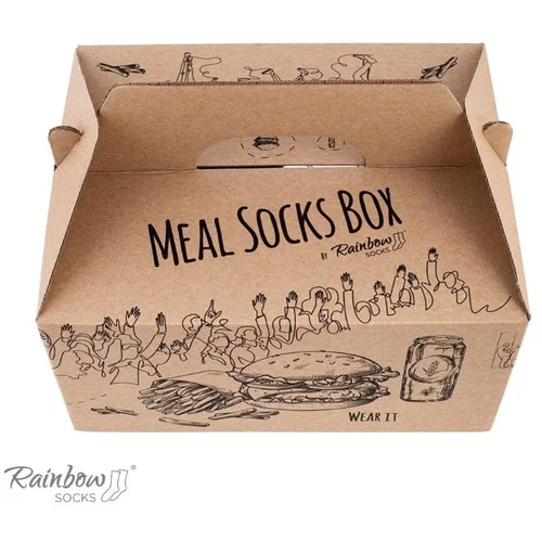 ZOOKSY/RAINBOW SOCKS Rainbow Socks Meal Socks Box Burger Fries Beer 5 Pairs