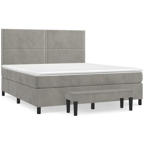 Maison Chic Box spring postelja - Vzmetna postelja z vzmetnico svetlo siva 160x200 cm žamet SL20622, (21893736) Cene