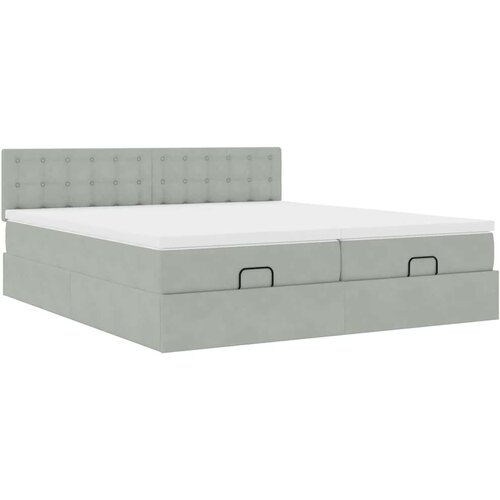 vidaXL Otomanski posteljni okvir z vzmetnicami siv 180x200cm žamet, (21610577) Cene