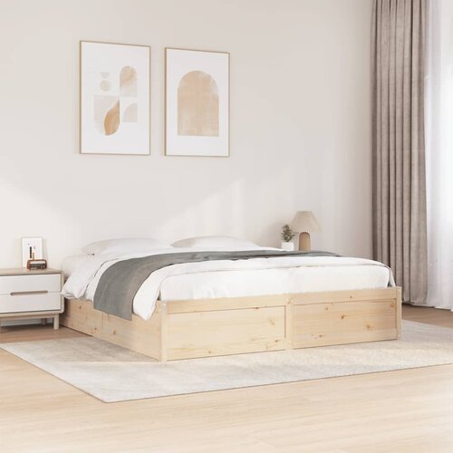  The Living Store Posteljni okvir brez vzmetnice 180x200 cm trdna borovina - Posteljni Okvir, (21495779) Slike