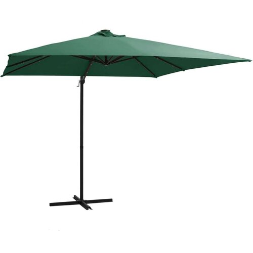 In Konzolni suncobran s čeličnom šipkom LED 250 x 250 cm zeleni Cijene