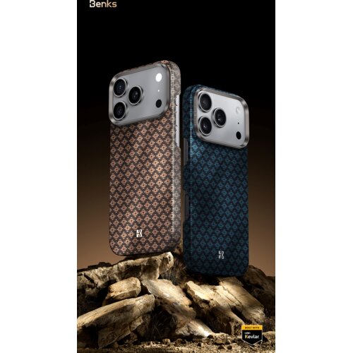 Benks Magnetic Air Armor Grid Kevlar maska s metalnim okvirom 600D za iPhone 17 plava Slike
