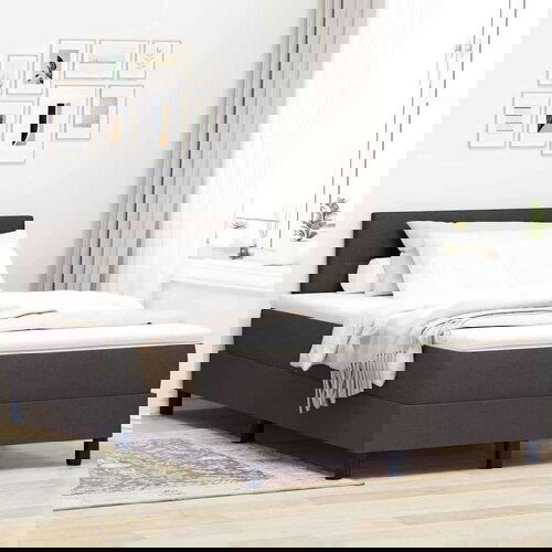  Boxspring krevet s madracem Tamno smeđa 120 x 200 cm tkanina Slike