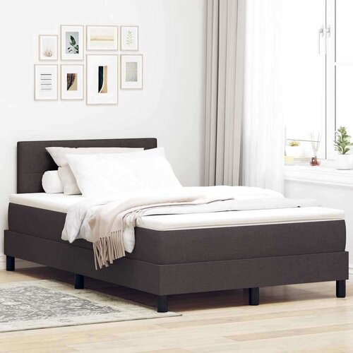  Postelja z vzmetnico z vzmetnico Temno rjava 120 x 200 cm blago, (5000128348) Cene