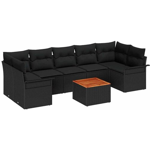 vidaXL Vrtna sedežna garnitura z blazino s shranjevanjem 8 pcs Črna, (5000135760) Cene