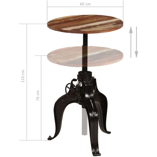  barski stol od masivnog obnovljenog drva 60 x (76 - 110) cm Slike