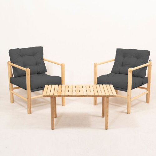 Hanah home MYG02 - Anthracite Garden Table & Chairs Set (3 Pieces) Cene