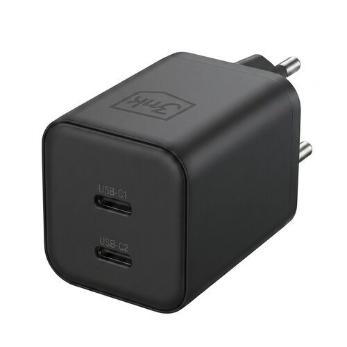 3mk Stenski Polnilnik z Dvema USB-C Vhodoma PD 3.0 / QC 45W 3A GaN, Črna, (5000497775) Slike