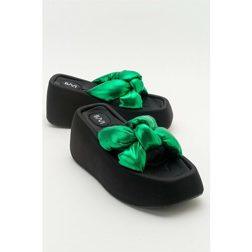 LuviShoes Women's Regno Green Wedge Heeled Slippers Slike