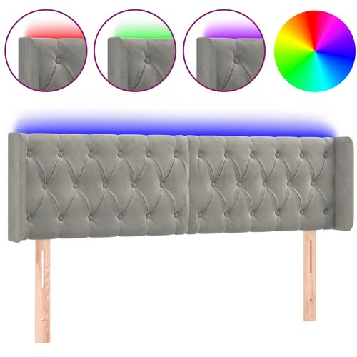 Maison Chic led posteljno vzglavje - vzglavna omarica - nočna omarica svetlo sivo 163x16x78/88 cm žamet, (21711698) Slike