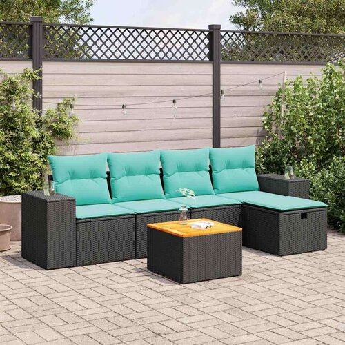 vidaXL Vrtna garnitura - 6-dijelni set vrtnih sofa s jastucima crni od poliratana - Crna sa spremištem 1 Cene