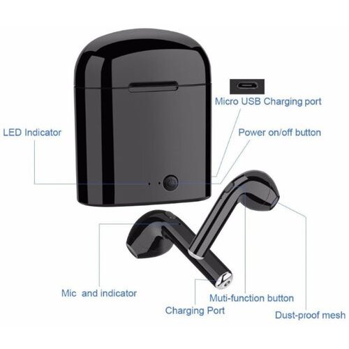 Airpods i7s TWS bluetooth slu&amp;scaron;alice crne Slike