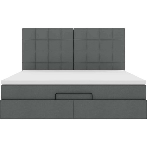 VidaXL Otomanski krevet s madracem i LED tamnosivi 160x200cm tkanine Slike