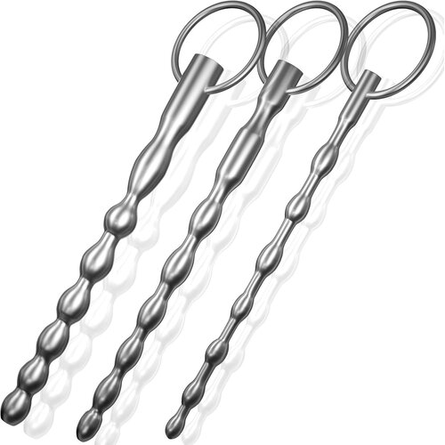 SuperLove Stainless Steel Bumpy Urethral Sound Penis Plug Training Set Slike