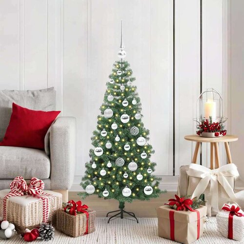 vidaXL Božično drevo med 150 LED z stojalom Zelena 120 cm PVC Cene