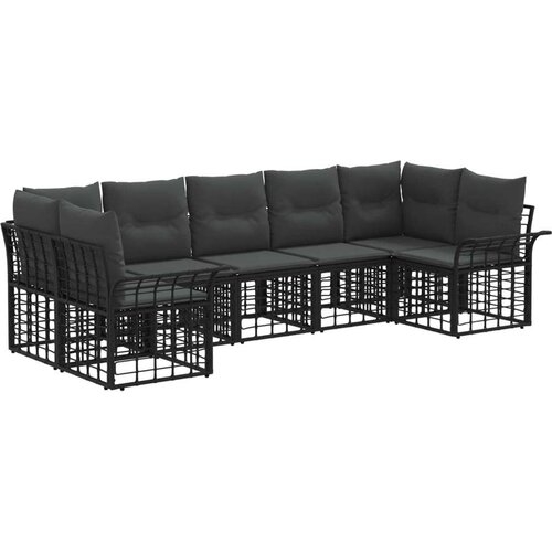  Set vanjskih sofa s jastukom 7 pcs Crna i tamno siva Poliester Cene