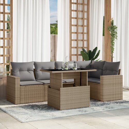 VidaXL 6-dijelni set vrtnih sofa s jastucima bež od poliratana Slike
