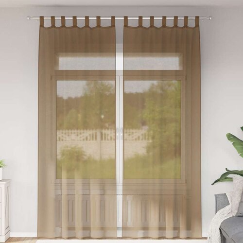 Voile zavjese s petljama 2 kom svijetlosmeđe 140x260 cm Slike