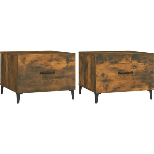  Stolići za kavu s metalnim nogama 2 kom boja hrasta 50x50x40 cm Slike