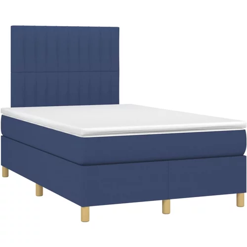 vidaXL Box spring postelja z vzmetnico modra 120x190 cm blago, (21112281)