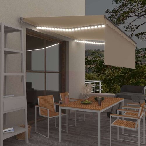  Tenda na ručno uvlačenje s roletom LED 4 5 x 3 m krem Slike