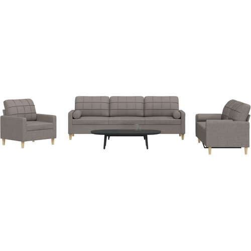  3-dijelni set sofa s ukrasnim jastucima smeđesivi od tkanine Cene