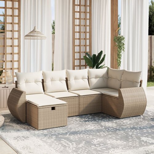 vidaXL 6-dijelni set vrtnih sofa s jastucima bež od poliratana Cijene