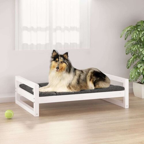  Krevet za pse bijeli 95 5 x 65 5 x 28 cm od masivne borovine Slike