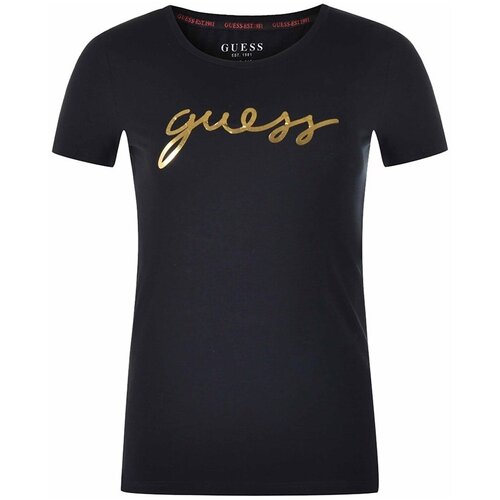 Guess Majice s kratkimi rokavi Slim Fit Logo Črna Cene