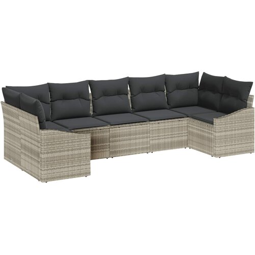  Sjedeća garnitura za vrt 7 kom. Svijetlo siva poliratan Svjetlosiva 165 x 62 x 69 cm Slike
