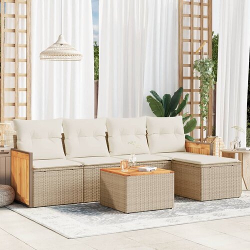 vidaXL 6-dijelni set vrtnih sofa s jastucima bež od poliratana Cijene