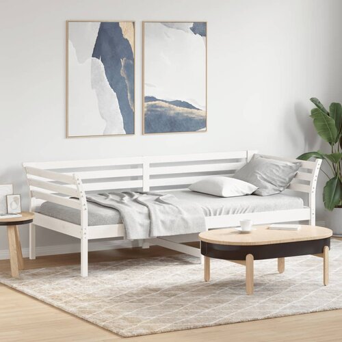  Dnevni krevet bez madraca bijeli 90 x 200 cm masivna borovina Slike