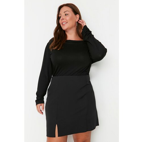Trendyol Curve Black Slit Detailed Woven Skirt Slike