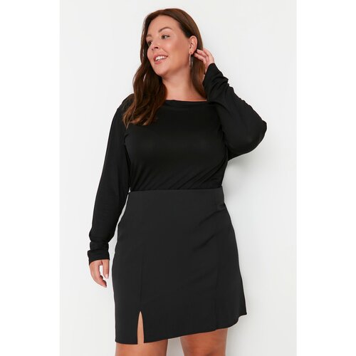Trendyol Curve Black Slit Detailed Woven Skirt Slike