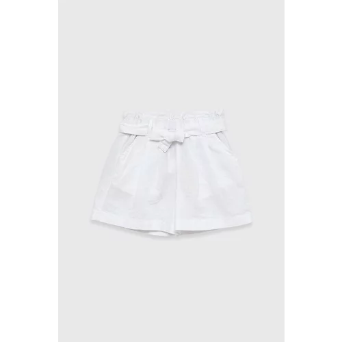 United Colors Of Benetton Dječje lanene kratke hlače boja: bijela, glatki materijal