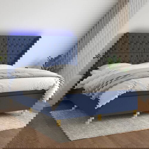  The Living Store Box spring postelja z vzmetnico LED modra 140x200 cm blago - Box Spring Postelja, (21449816) Slike