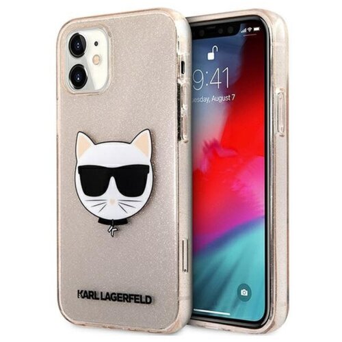 Maska Karl Lagerfeld Glitter Cat za iPhone 12 Mini (5.4) zlatna Slike