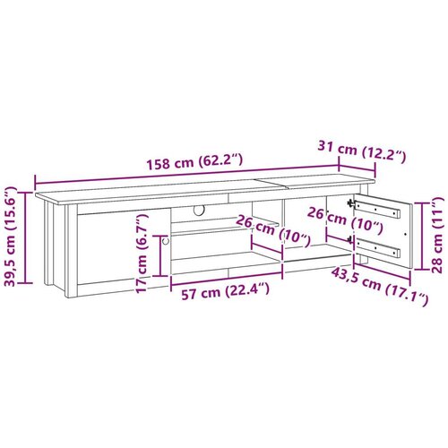  Stalak za televizor Zidne HILL Medeno smeđa 158 x 40 x 39.5 cm Slike