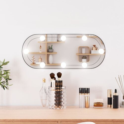 vidaXL Stensko ogledalo z LED lučkami 20x50 cm stekleno ovalno Cene