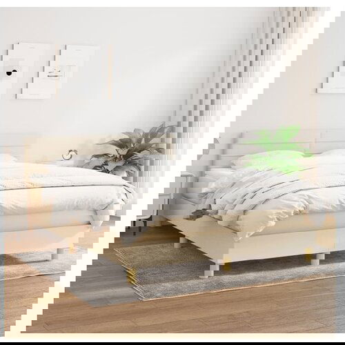 VidaXL Krevet s oprugama i madracem krem 140 x 190 cm od tkanine Slike