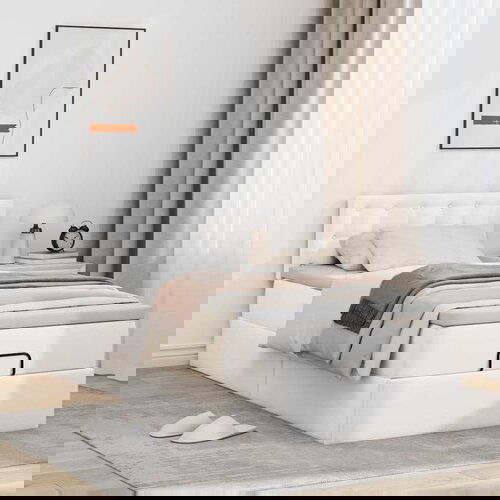 vidaXL Otomanski okvir kreveta s madracem bijela 80x200cm umjetna koža Cijene