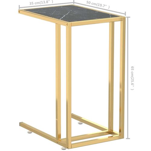 VidaXL Bočni stolić za računalo crni mramor 50x35x65 cm kaljeno staklo Slike
