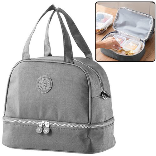  Funkcionalna i elegantna termo torba za ručak 27cm -siva Slike