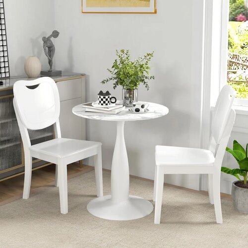  Okrugli blagovaonski stol čelik s pra&amp;scaron;kastim premazom MDF s melaminom protuklizne noge 70 x 74 cm bijela Slike
