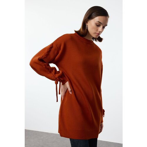 Trendyol Cinnamon Sleeves Knitted Detailed Knitwear Sweater Cene