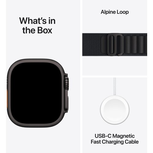 Apple watch ultra 3 alpine loop crna MF0X4QF/A velikost zapestnice: large 49mm crna titanova &amp;scaron;katla Slike
