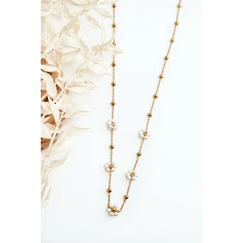 Kesi Fashionable chain with white gold flowers